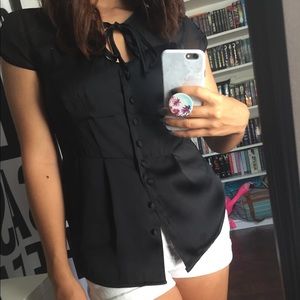 Black Silky Button Up Shirt